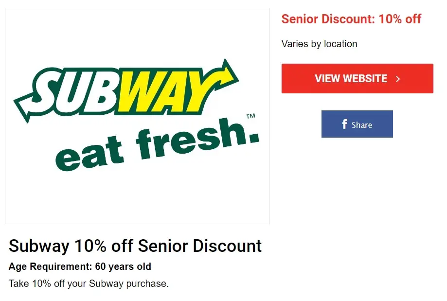 Does Subway Have Senior Discount? Greatsenioryears