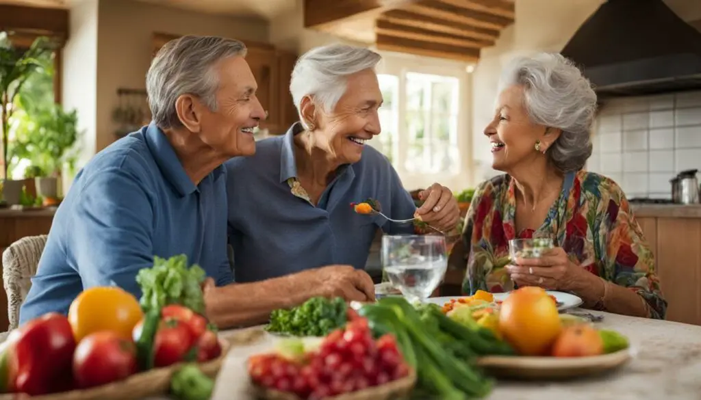 elderly couple enjoying a healthy meal