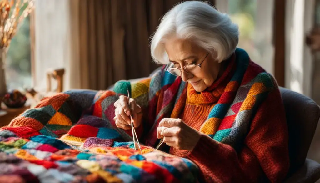 senior citizen knitting
