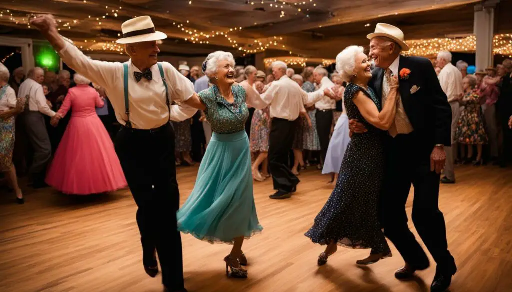 senior couple dancing swing dance