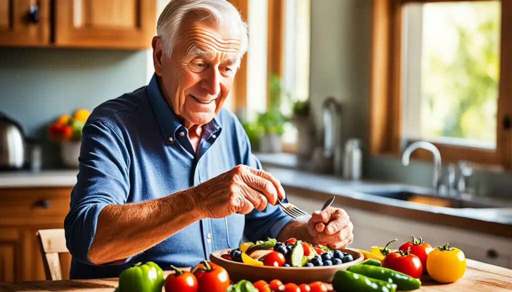 70-Year-Old Man Eating a Healthy Meal