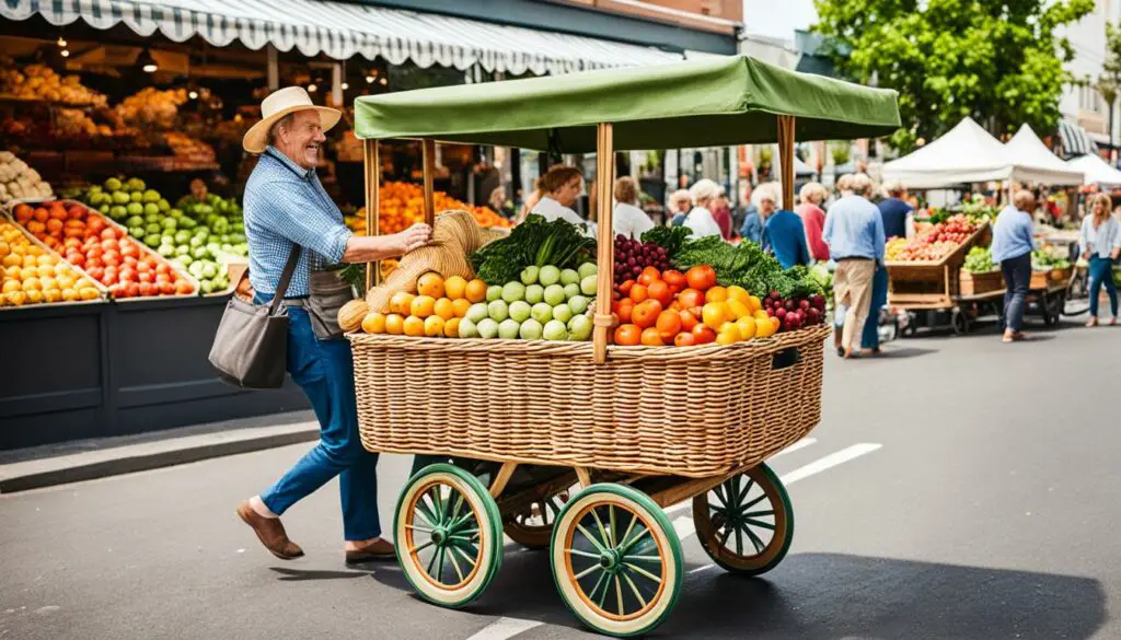 Olli Ella Rattan Farmer's Big Luggy Rolling Market Cart