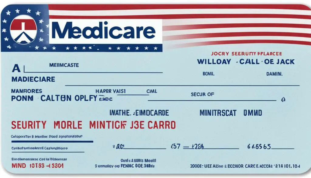 red white and blue Medicare card